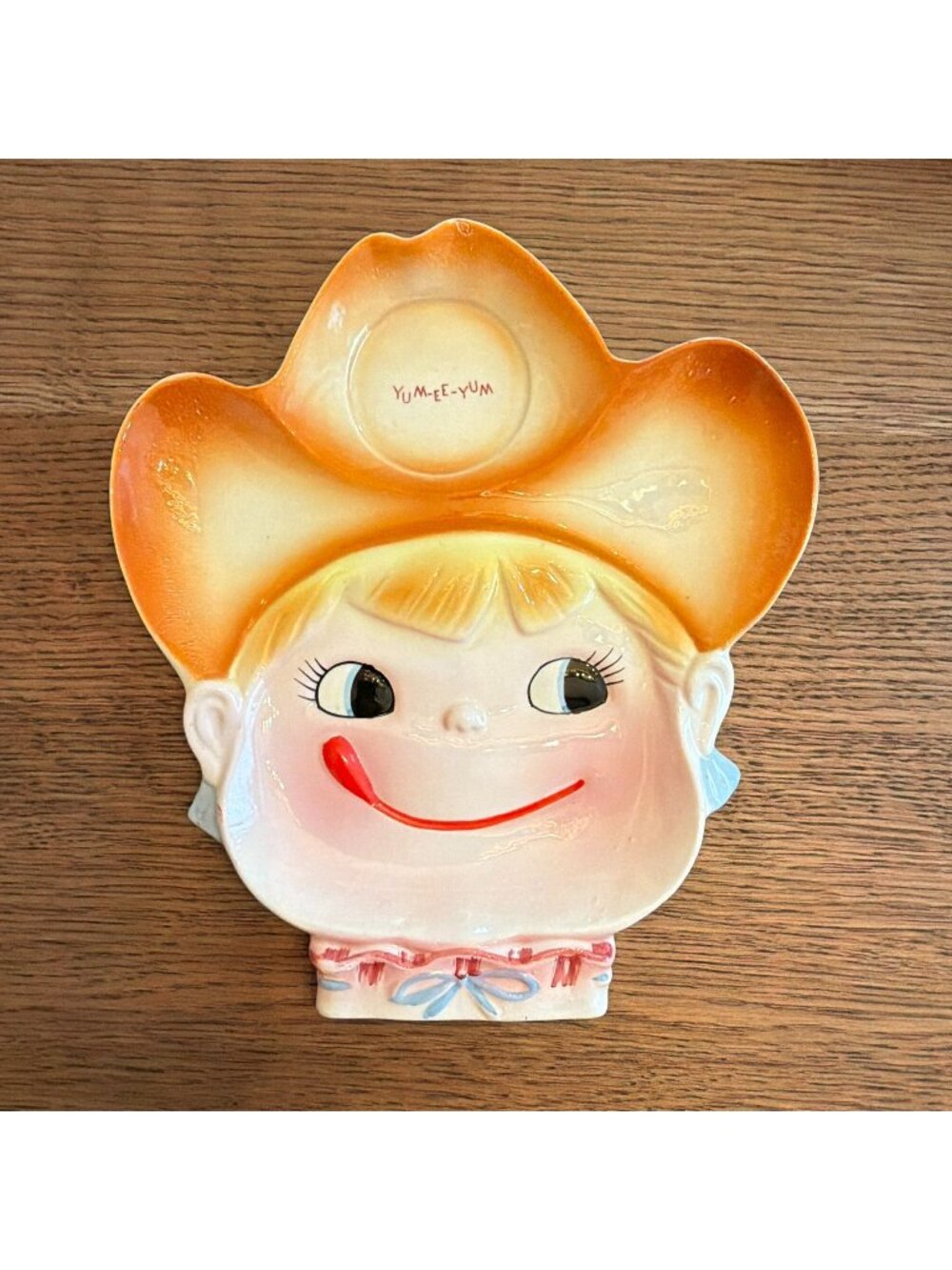 Vintage 1950s Yum-EE-Yum Ceramic Snack Plate Imports Inc Japan Ray Gee Cowgirl D